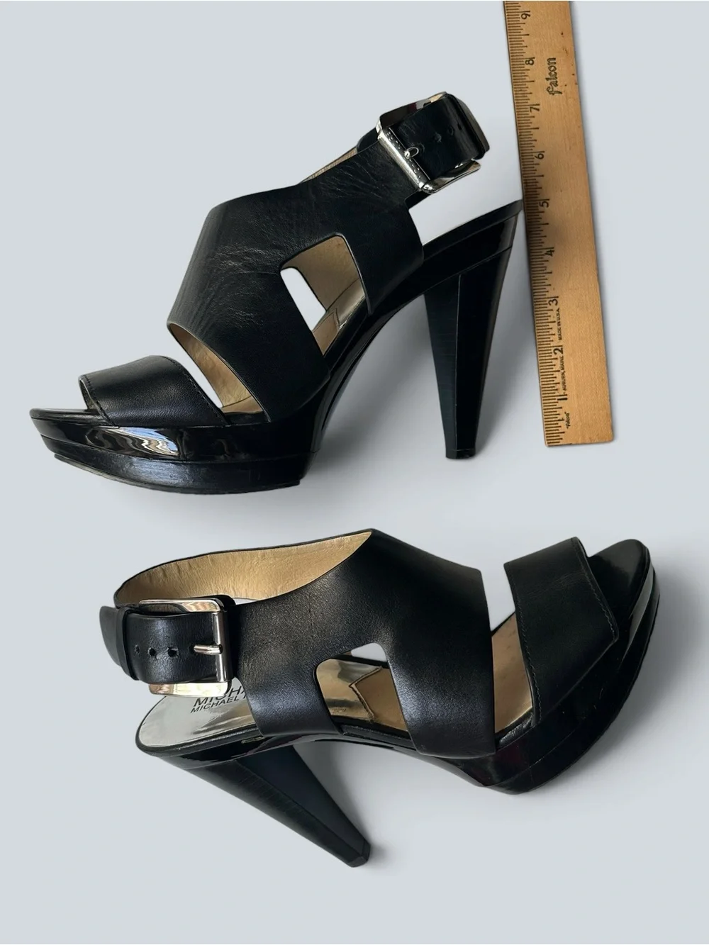Michael Kors Black Leather Platform High Heel Sandals